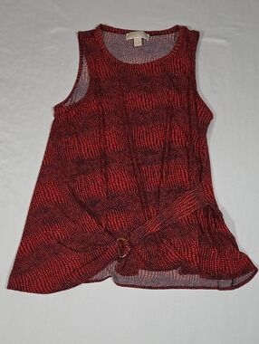 Michael Michael Kors Sleeveless Red And Black Pattern Shirt Size M